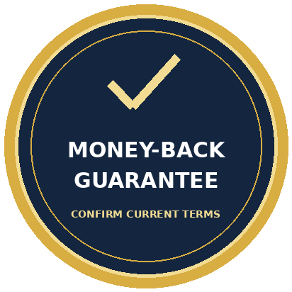 Money-back policy badge; confirm the current return terms